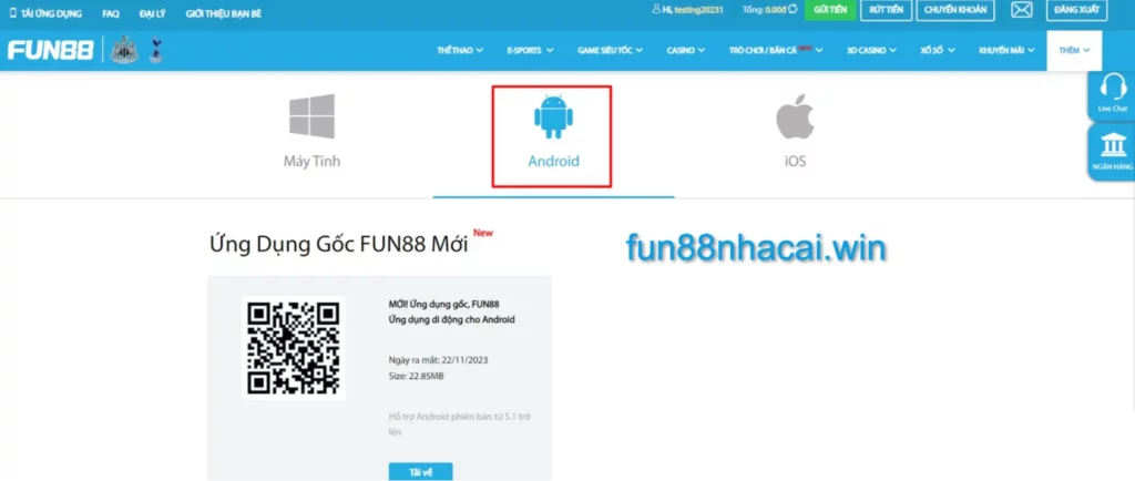 Tải ứng dụng Fun88 cho Android và điện thoại