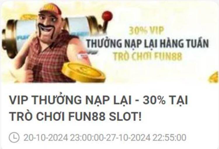 thưởng nạp lại 30% VIP