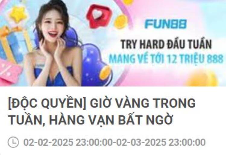 Độc quyền giờ vàng Fun88