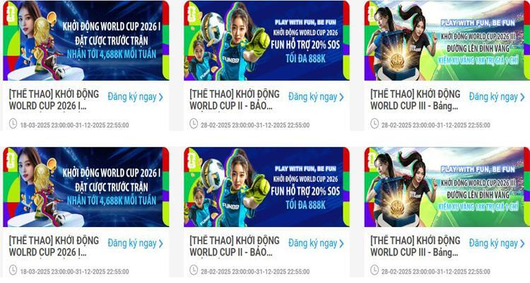 Khuyến mãi Fun88 WC 2026
