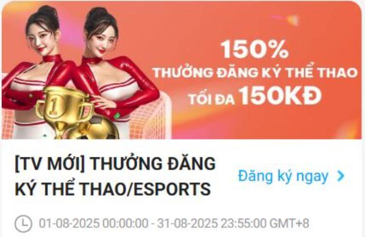 Thưởng 150% thể thao