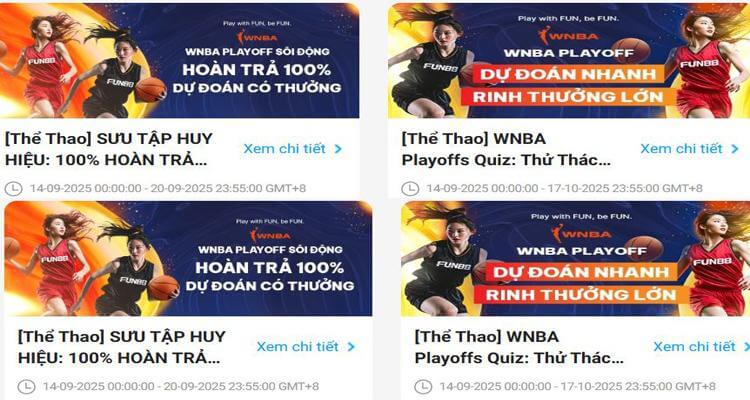 Khuyến mãi thể thao WNBA Playoffs 2025